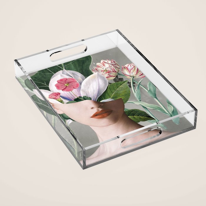 Floral Portrait /collage 2 Acrylic Tray Gallery Image 1