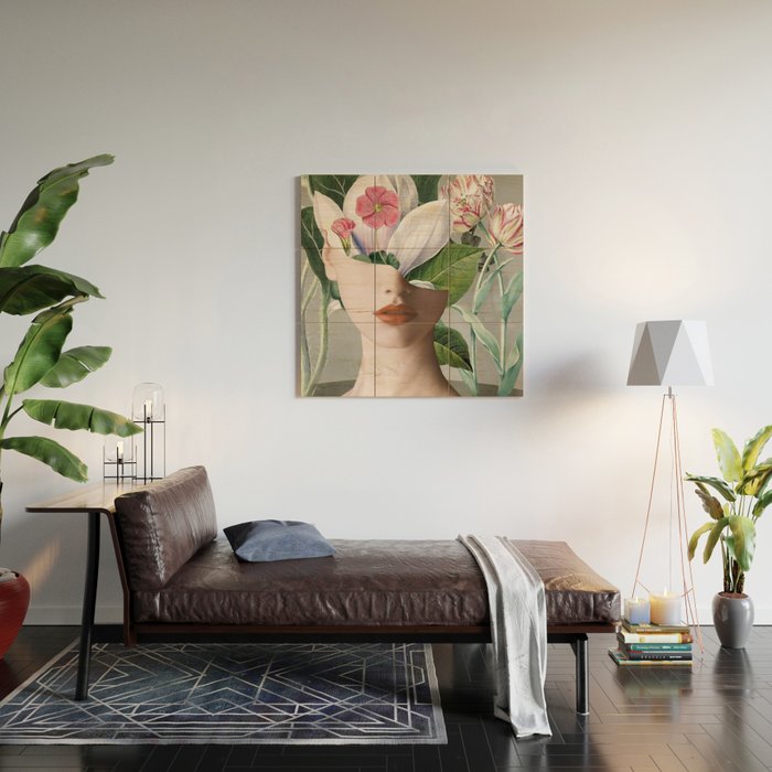 Floral Portrait /collage 2 Wood Wall Art Gallery Image 2