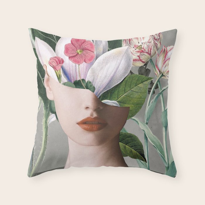 Floral Portrait /collage 2 Throw Pillow Gallery Image 1