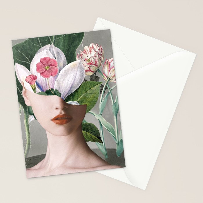Floral Portrait /collage 2 Stationery Card Gallery Image 2