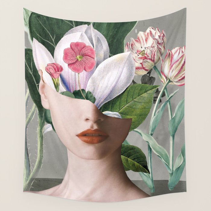 Floral Portrait /collage 2 Wall Tapestry Gallery Image 4