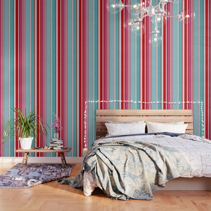 Bold Color Play Pink And Turquoise Stripes Wallpaper Gallery Image 3