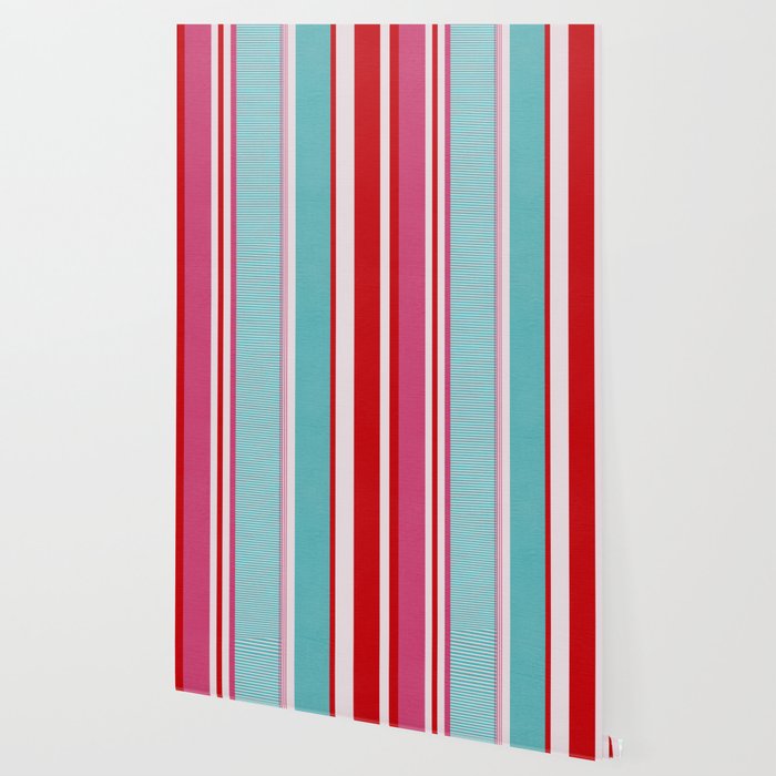 Bold Color Play Pink And Turquoise Stripes Wallpaper Gallery Image 2