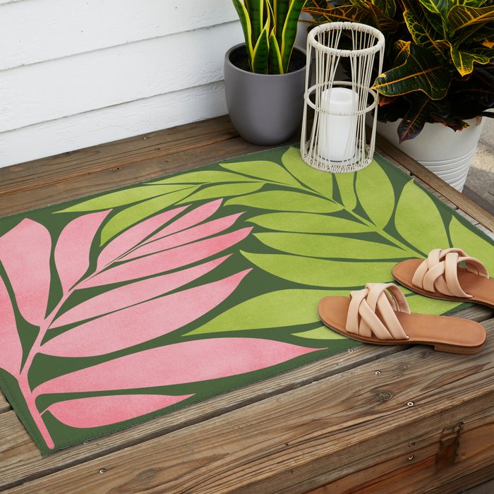 Spring Flora / Pink and Green Palette Outdoor Rug Gallery Image 2