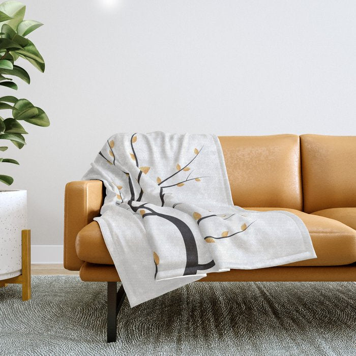 golden leaves Throw Blanket Gallery Image 1