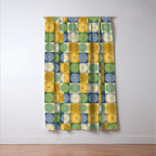 Retro Flowers Check Pattern XXI Window Curtain Gallery Image 3