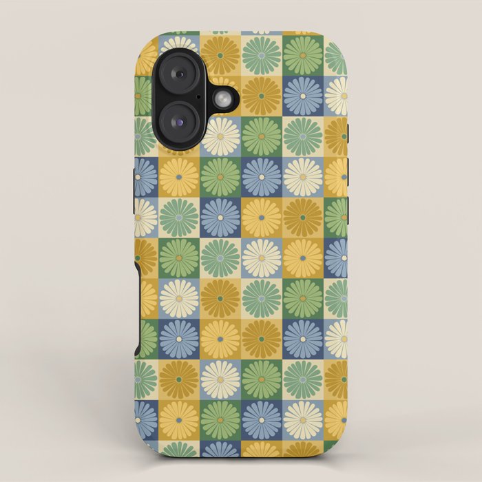Retro Flowers Check Pattern XXI iPhone Case Gallery Image 1