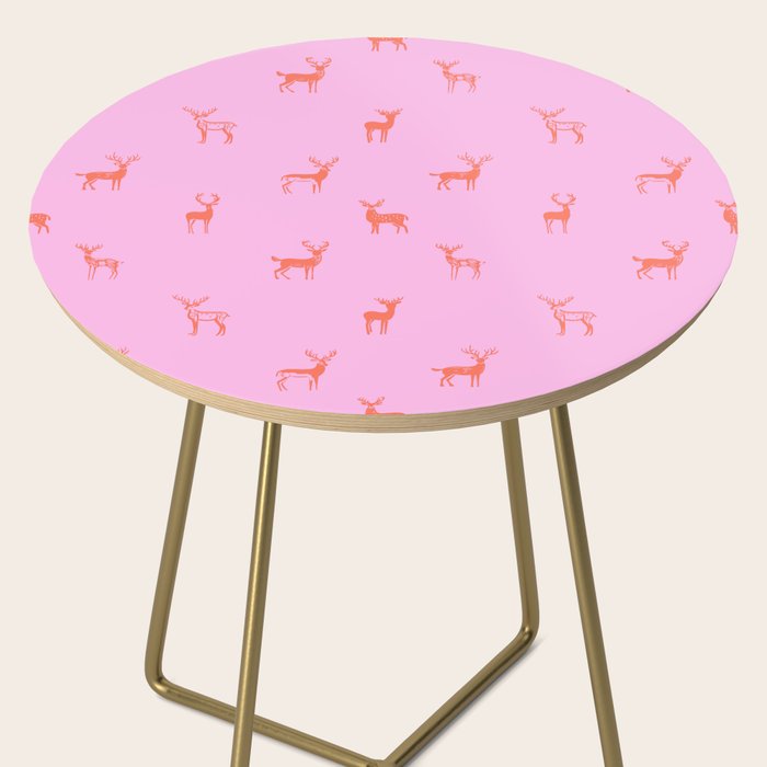 Vintage christmas deer animal pattern art Side Table Gallery Image 2