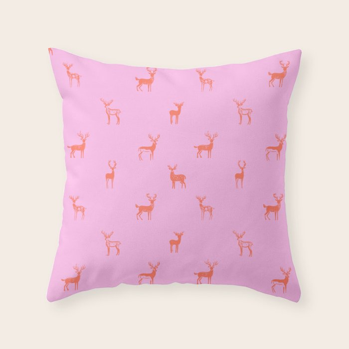 Vintage christmas deer animal pattern art Throw Pillow Gallery Image 6