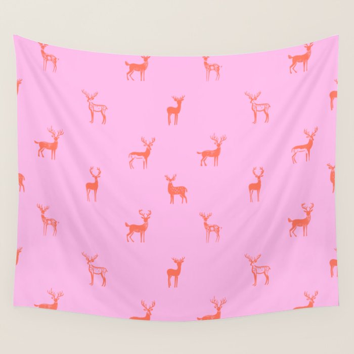 Vintage christmas deer animal pattern art Wall Tapestry Gallery Image 4