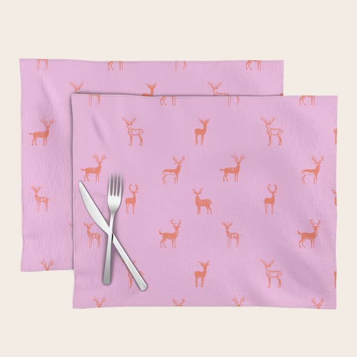 Vintage christmas deer animal pattern art Placemat Gallery Image 1