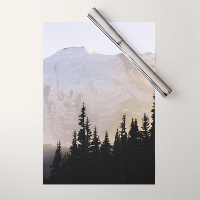 Cascade Mountain High - Mount Rainier Sunset Wrapping Paper Gallery Image 1