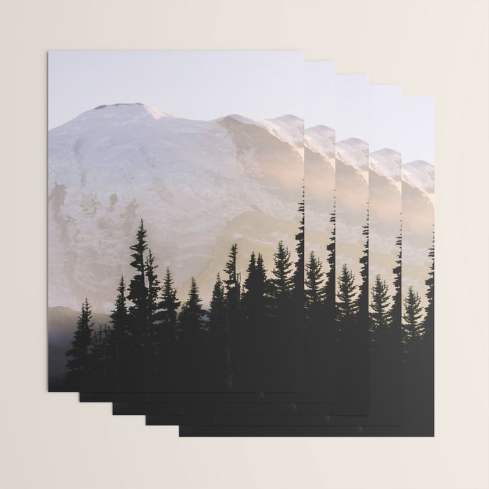 Cascade Mountain High - Mount Rainier Sunset Wrapping Paper Gallery Image 3
