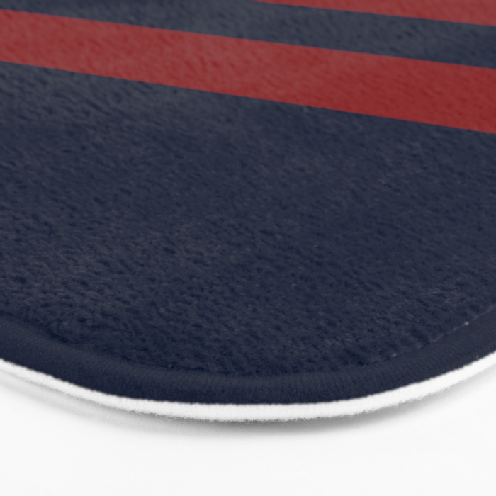 Navy Red Red Horizontal Stripes Bath Mat Gallery Image 3