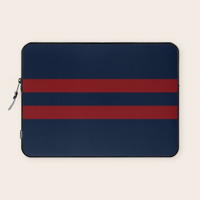 Navy Red Red Horizontal Stripes Laptop Sleeve Gallery Image 1