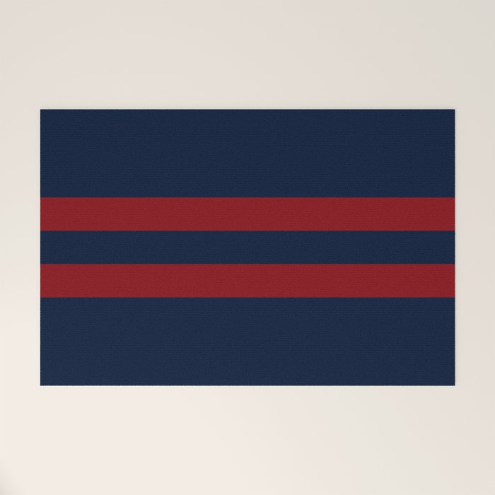 Navy Red Red Horizontal Stripes Welcome Mat Gallery Image 1