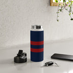 Navy Red Red Horizontal Stripes Water Bottle Gallery Image 4