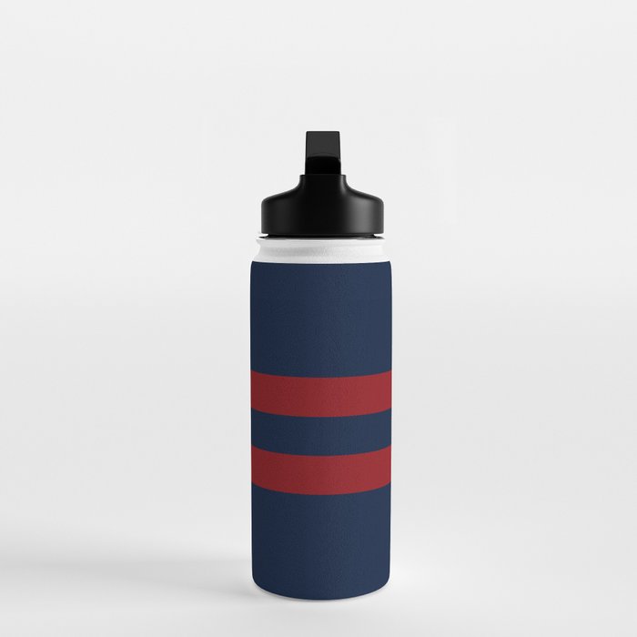 Navy Red Red Horizontal Stripes Water Bottle Gallery Image 3