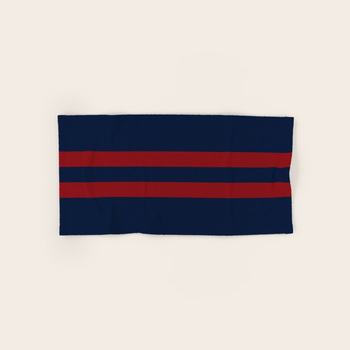 Navy Red Red Horizontal Stripes Bath Towel Gallery Image 1