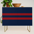 Navy Red Red Horizontal Stripes Credenza Gallery Image 1