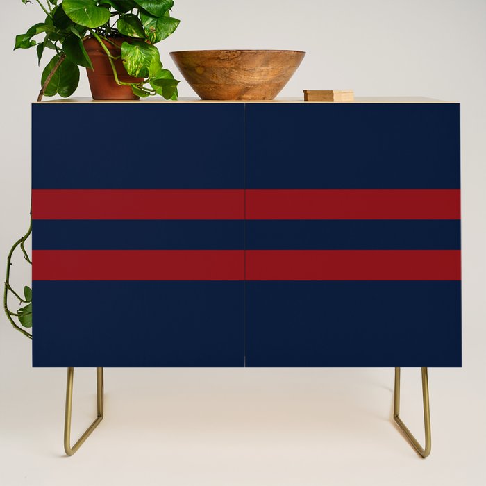 Navy Red Red Horizontal Stripes Credenza Gallery Image 1