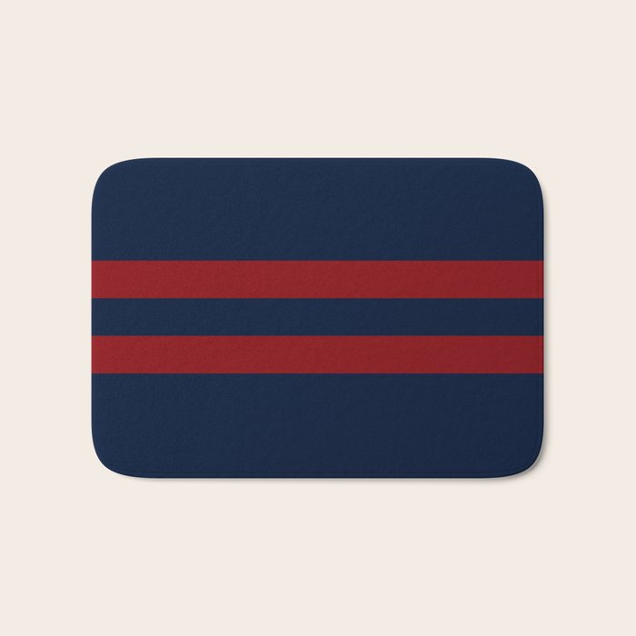 Navy Red Red Horizontal Stripes Bath Mat Gallery Image 1