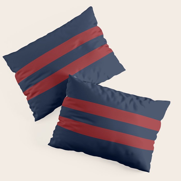 Navy Red Red Horizontal Stripes Pillow Sham Gallery Image 3