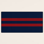 Navy Red Red Horizontal Stripes Desk Mat Gallery Image 3