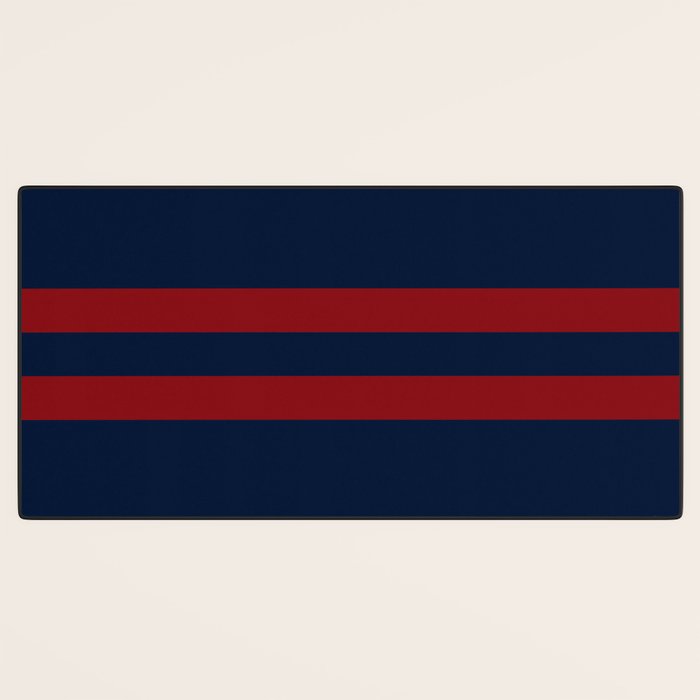 Navy Red Red Horizontal Stripes Desk Mat Gallery Image 3