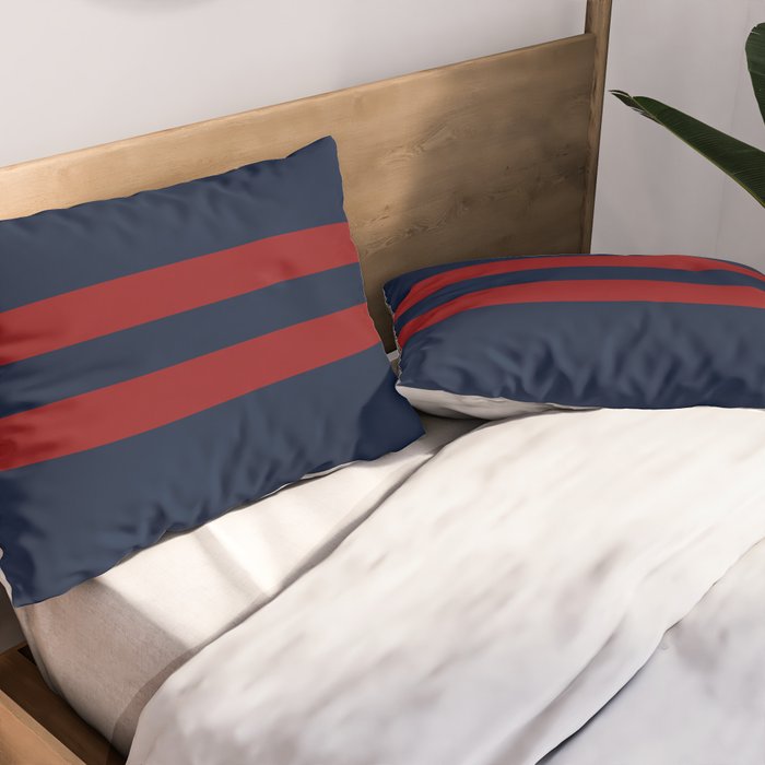 Navy Red Red Horizontal Stripes Pillow Sham Gallery Image 2