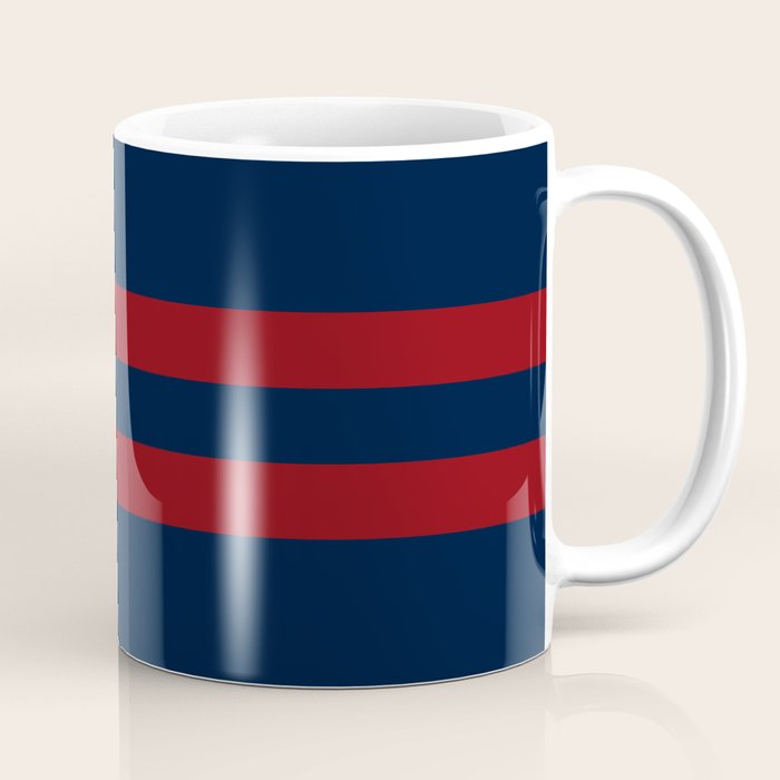 Navy Red Red Horizontal Stripes Coffee Mug Gallery Image 1