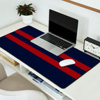 Navy Red Red Horizontal Stripes Desk Mat Gallery Image 2