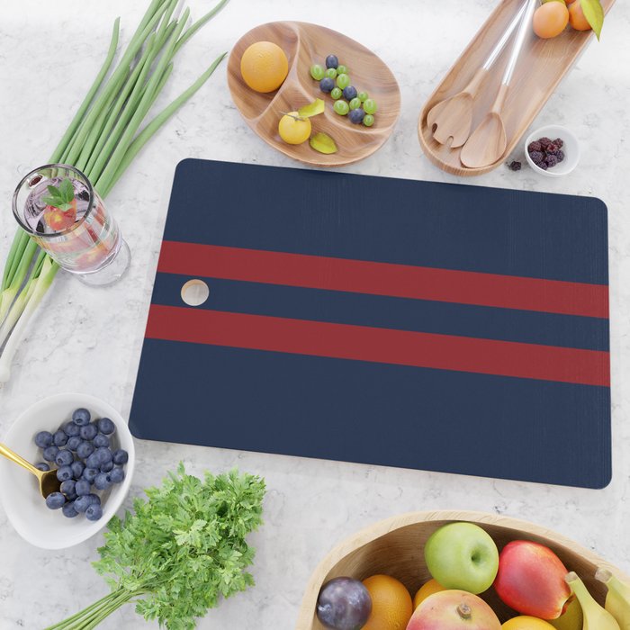 Navy Red Red Horizontal Stripes Cutting Board Gallery Image 2