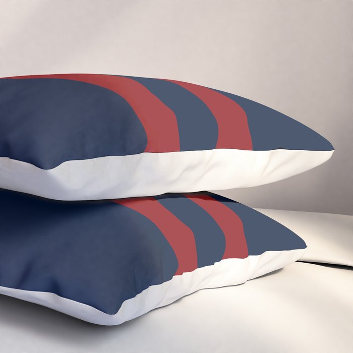 Navy Red Red Horizontal Stripes Pillow Sham Gallery Image 3