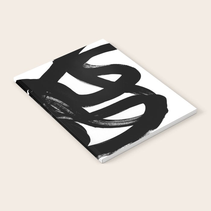Swirl Black & White Minimalist Abstract Mid century Ink Art Dark Brush Strokes Notebook Gallery Image 2
