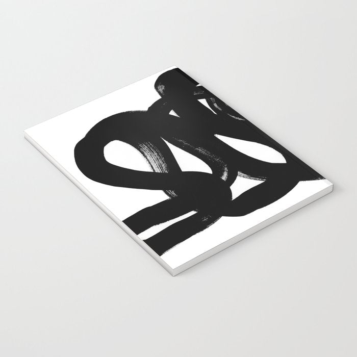 Swirl Black & White Minimalist Abstract Mid century Ink Art Dark Brush Strokes Notebook Gallery Image 3