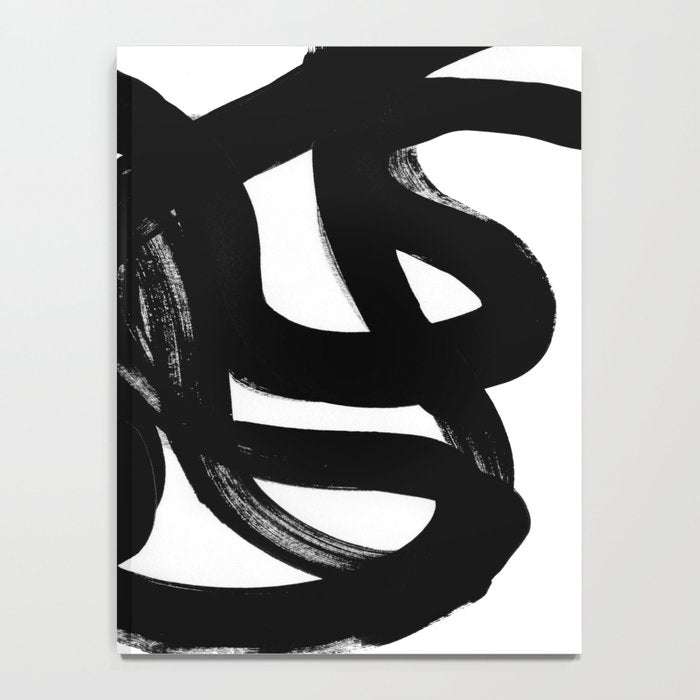 Swirl Black & White Minimalist Abstract Mid century Ink Art Dark Brush Strokes Notebook Gallery Image 4