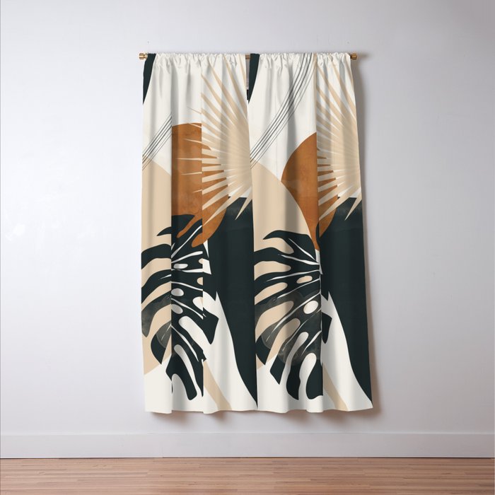 Abstract Art Tropical Leaves 7 Window Curtain Gallery Image 3