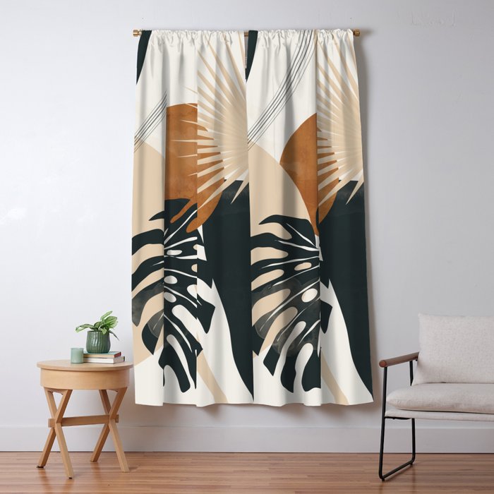 Abstract Art Tropical Leaves 7 Window Curtain Gallery Image 5