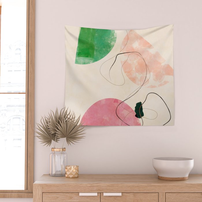 abstract organic shape pastel summer 3 Wall Tapestry Gallery Image 2