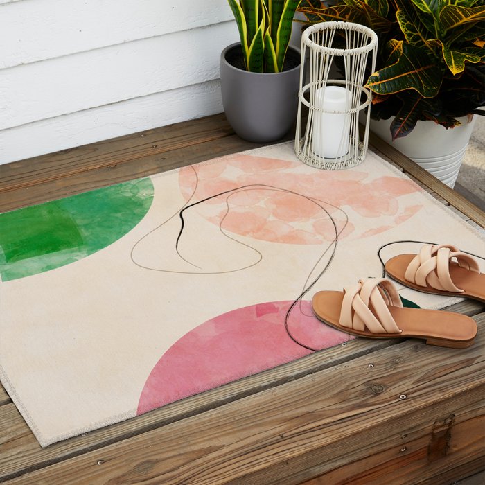 abstract organic shape pastel summer 3 Outdoor Rug Gallery Image 2
