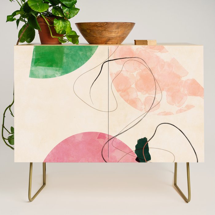 abstract organic shape pastel summer 3 Credenza Gallery Image 1