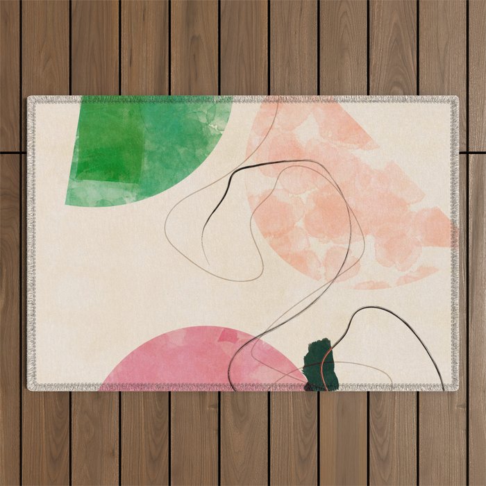 abstract organic shape pastel summer 3 Outdoor Rug Gallery Image 1