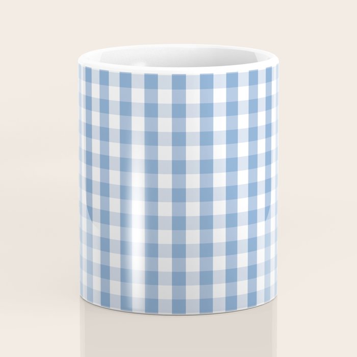 Classic Pale Blue Pastel Gingham Check Coffee Mug Gallery Image 4