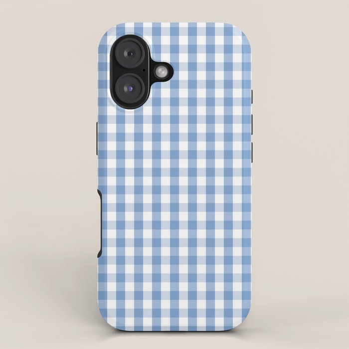 Classic Pale Blue Pastel Gingham Check Iphone Case