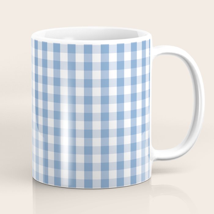 Classic Pale Blue Pastel Gingham Check Coffee Mug Gallery Image 1