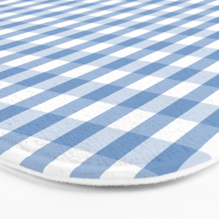 Classic Pale Blue Pastel Gingham Check Bath Mat Gallery Image 3