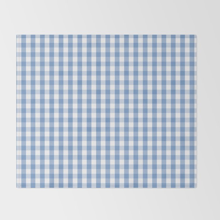 Classic Pale Blue Pastel Gingham Check Throw Blanket Gallery Image 2