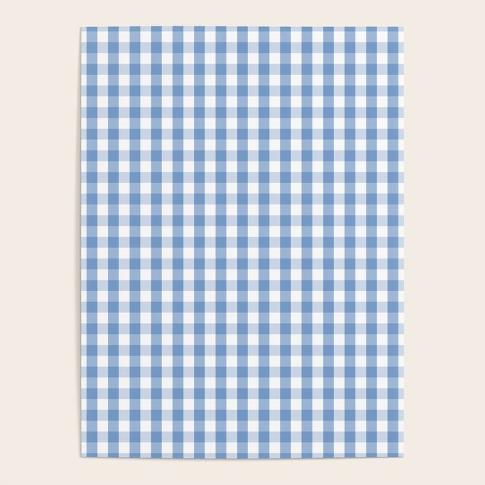 Classic Pale Blue Pastel Gingham Check Poster Gallery Image 4