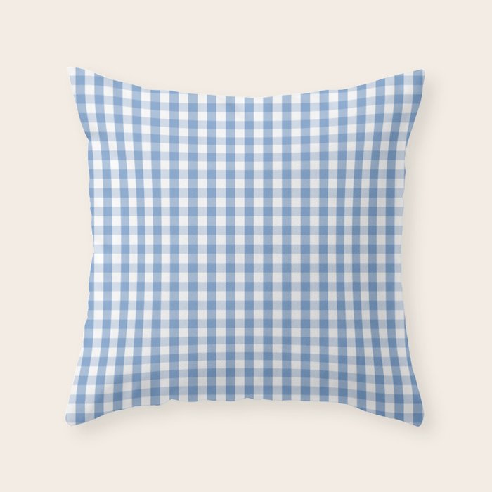 Classic Pale Blue Pastel Gingham Check Throw Pillow Gallery Image 6